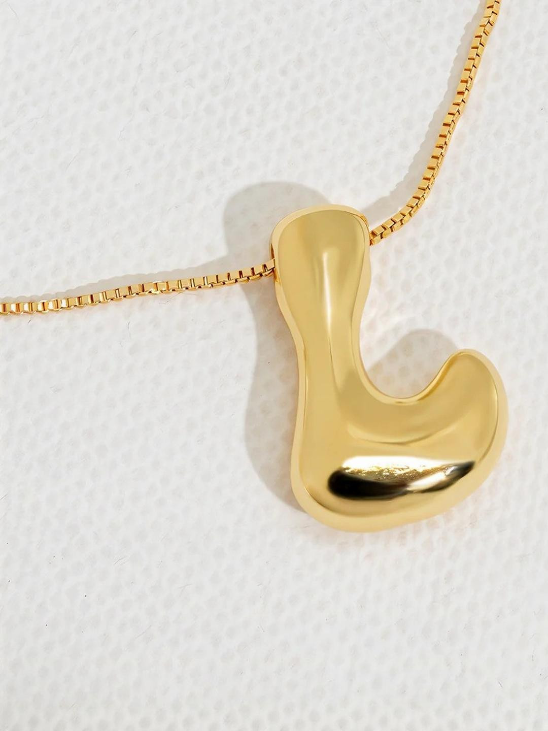 ARISTAL Jewellery Unisex Gold-Plated Charming Chubby Letter-L Necklace