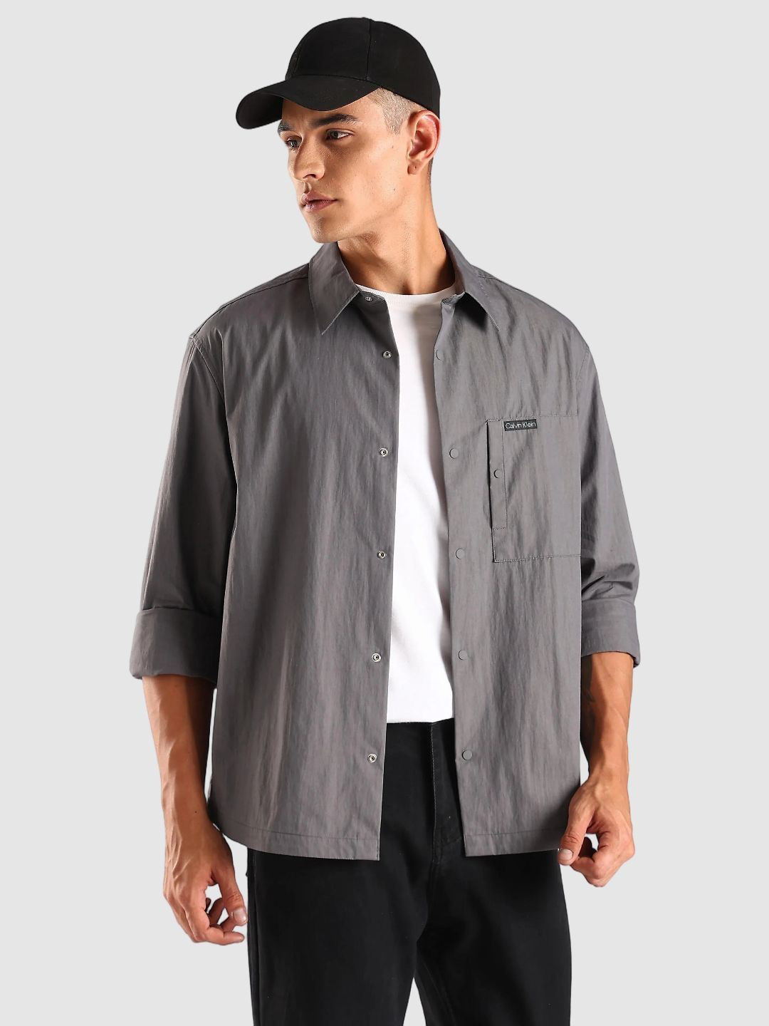 Calvin Klein Jeans Spread Collar Chest Pocket Cotton Relaxed Fit Casual Shirt