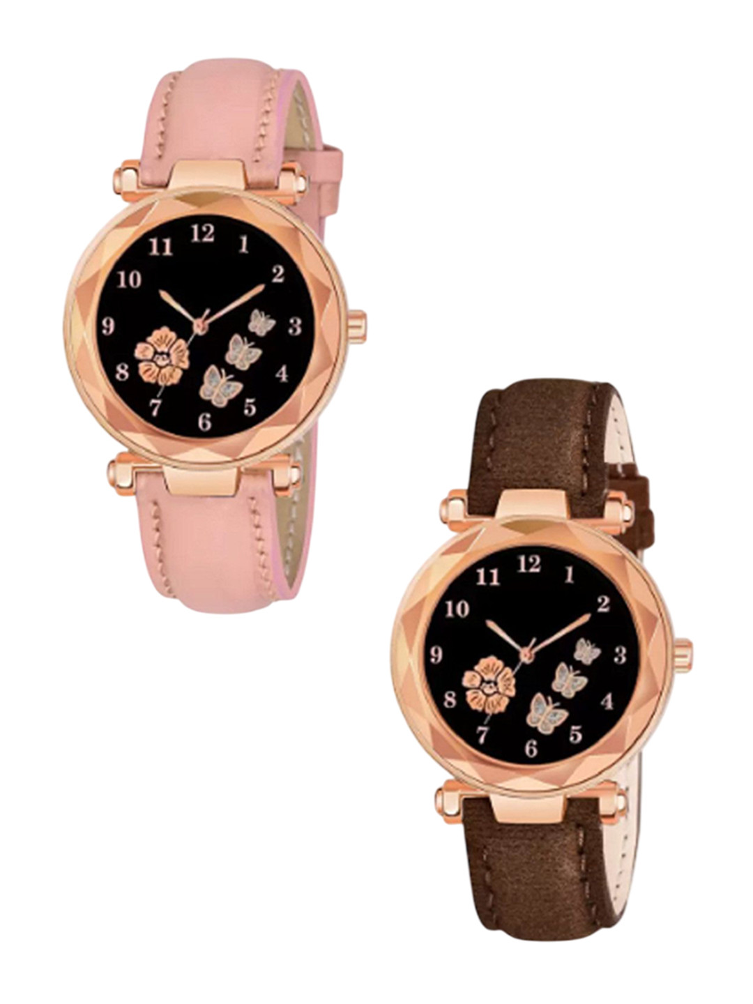 Miss Perfect Women Pack Of 2 Dial & Leather Straps Watches HJ520