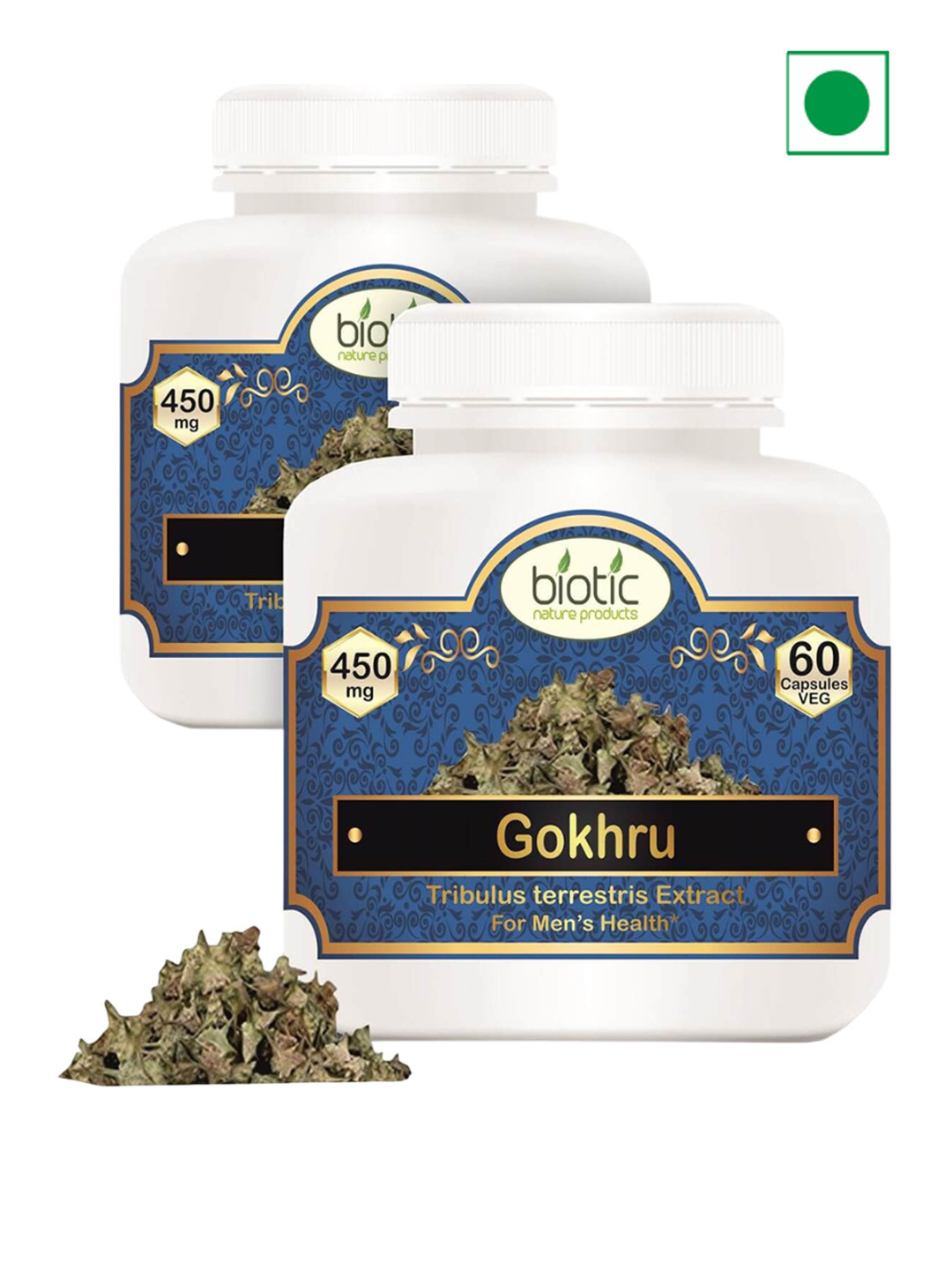 Biotic Set Of 2 Gokhru 450mg Capsules For Men - 60 Capsules Each