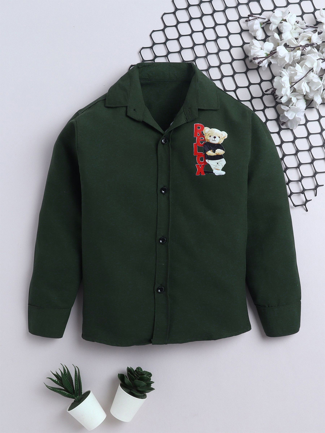 BAESD Boys New Fit Graphic Printed Spread Collar Cotton Casual Shirt