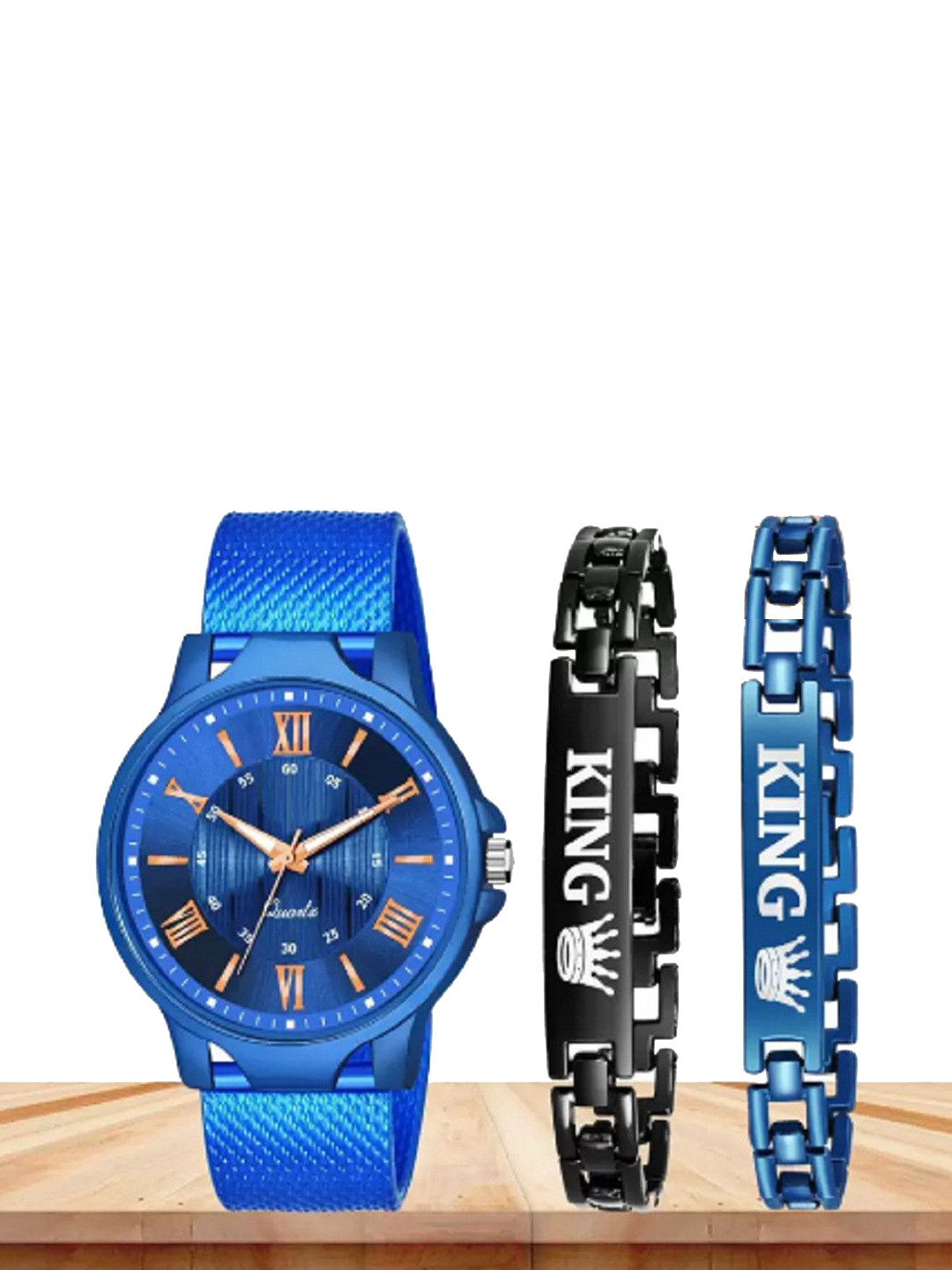 Miss Perfect Men Round Dial Watch and 2pc Bracelets Gift Set