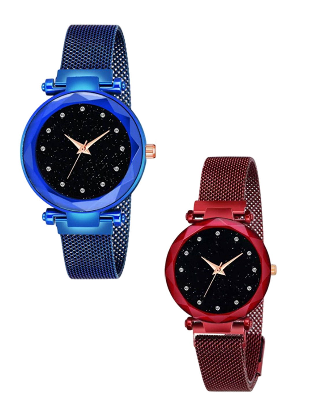 Miss Perfect Women Pack Of 2 Round Dial & Bracelet Style Straps Analogue Watch CO253