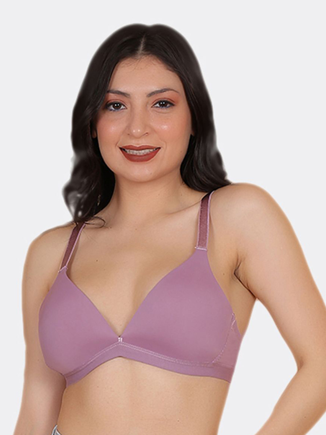 ZYLUM FASHION Medium Coverage Seamless Non Wired Lightly Padded Plunge Bra