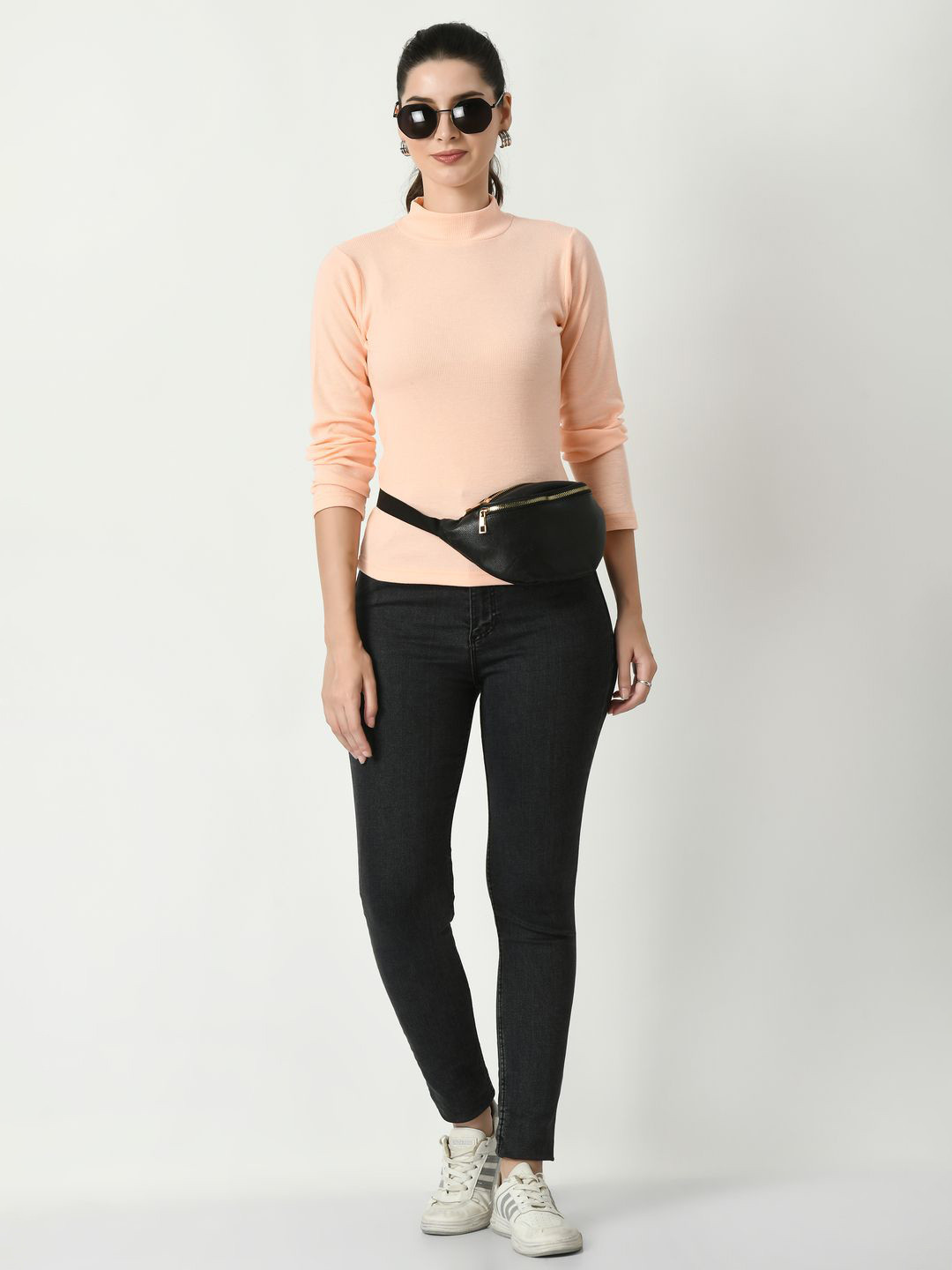 Brainbees Women Ribbed Long Sleeves High Neck Top