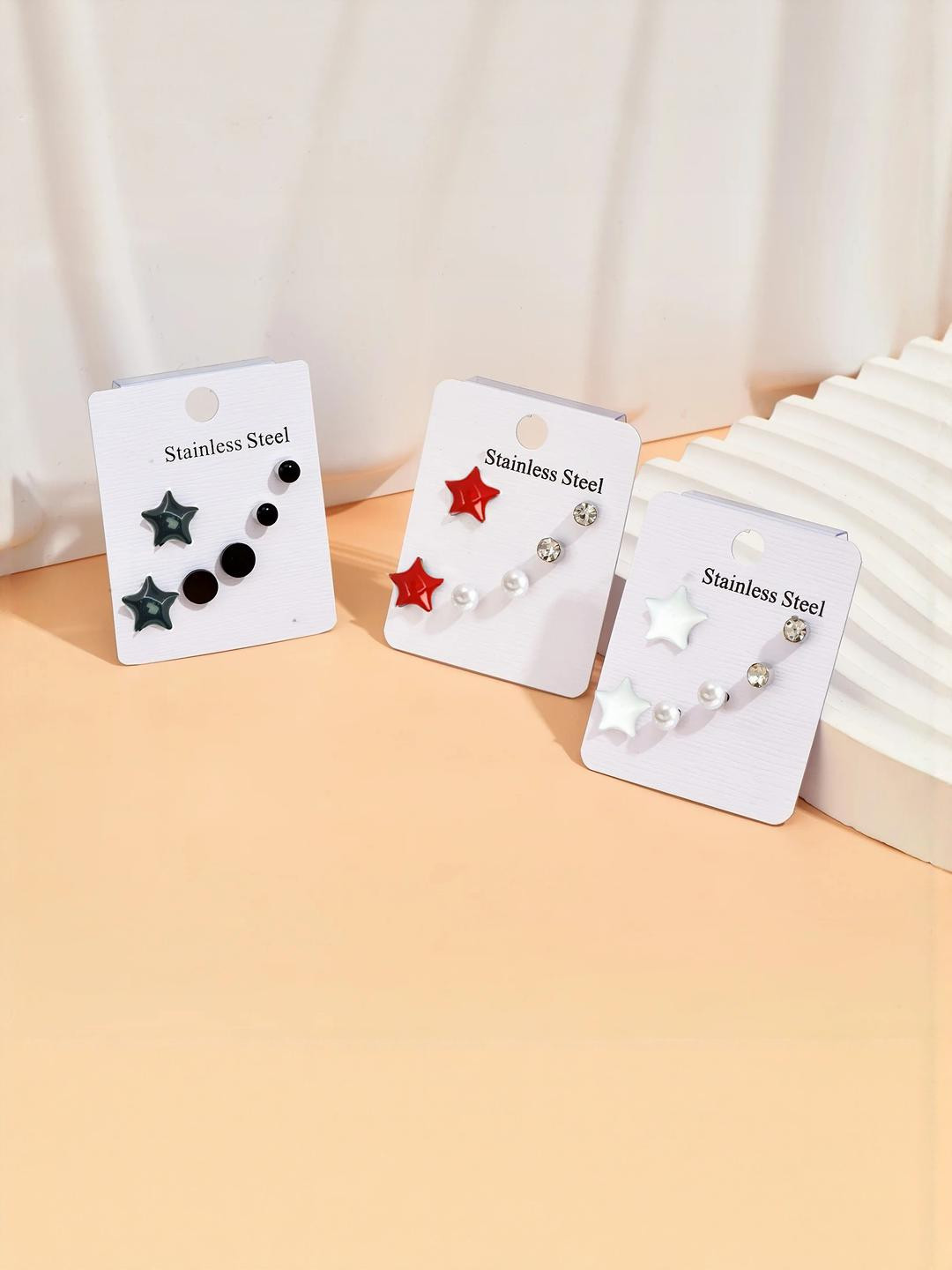 Honbon 9 Pair Circular Studs Earrings