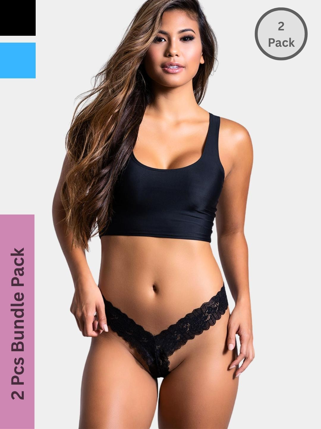 Ribald The Neech Women Pack of 2 Royal Black-Light Blue High Waist Briefs