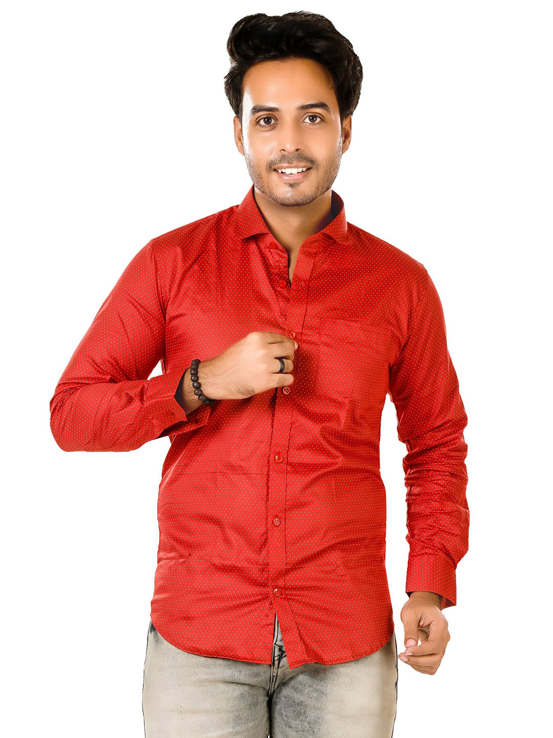 LUXURY BY LAMIS Men Standard Slim Fit Micro Ditsy Printed Spread Collar Casual Shirt