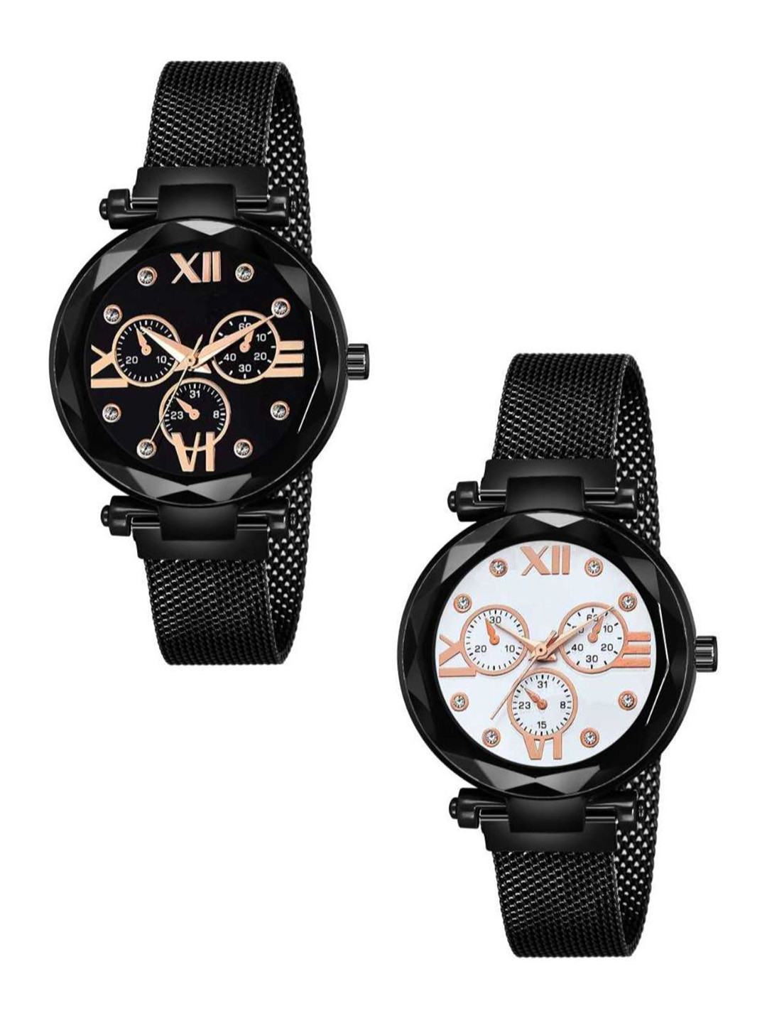 Miss Perfect Women Pack Of 2 Embellished Dial & Bracelet Style Straps Analogue Watch CO490