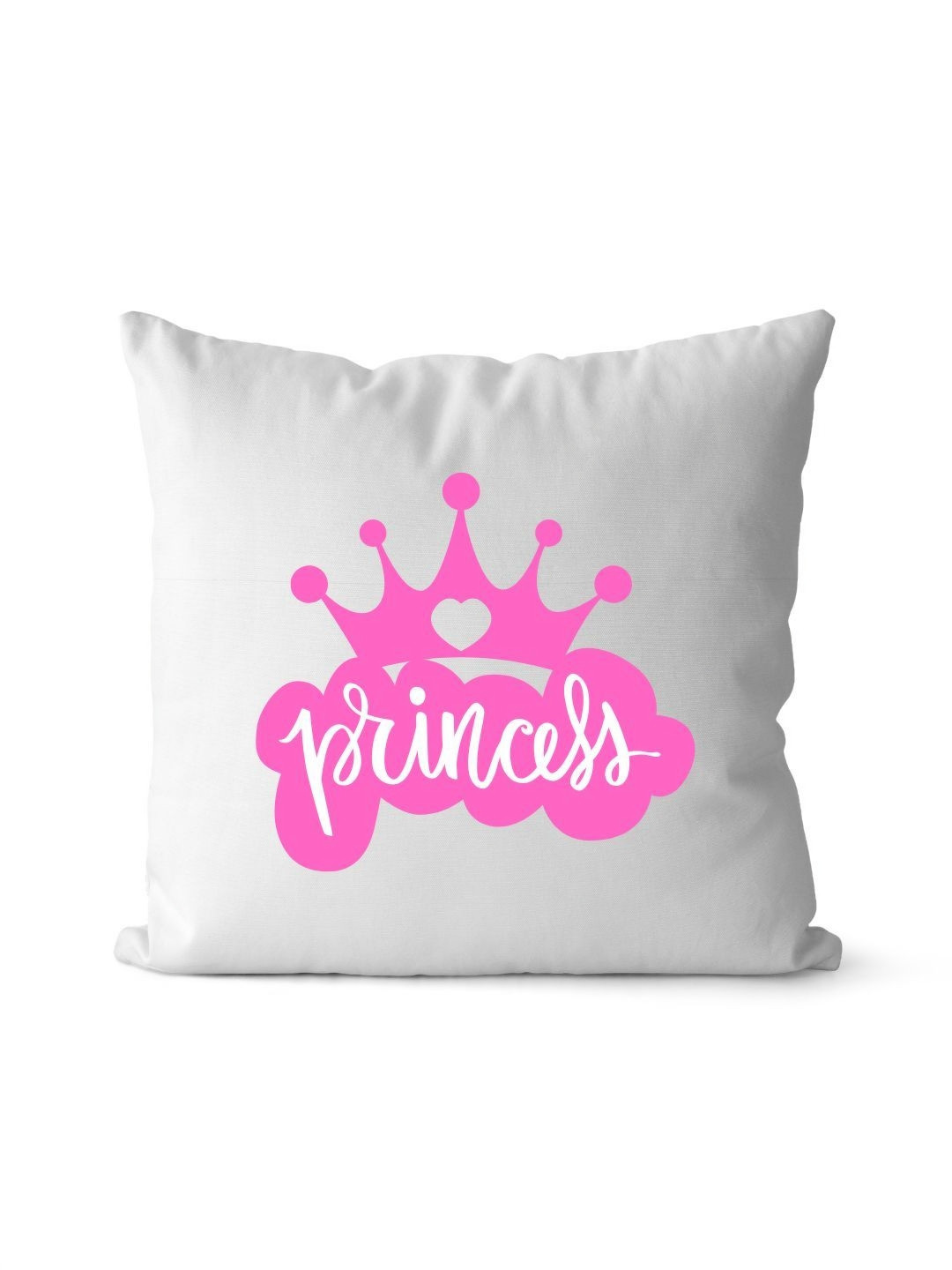 Loops n knots White & Pink Princess Crown Printed Pre-Filled Cushion