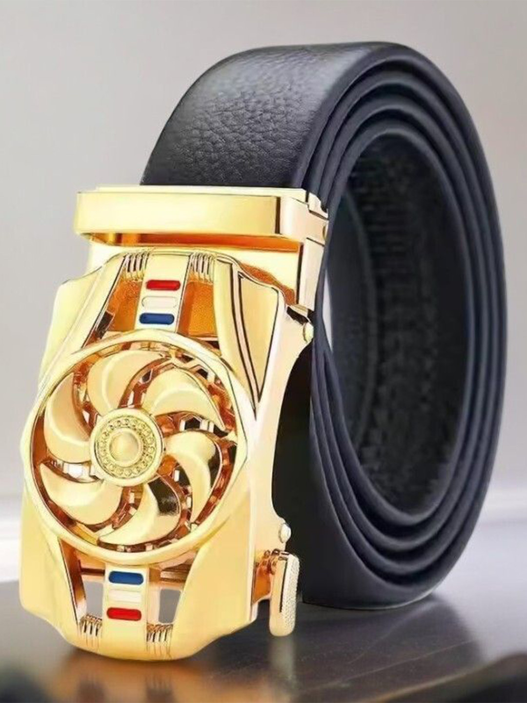 SHOPGLOBAL Men Slider Buckle Textured Slim Belt