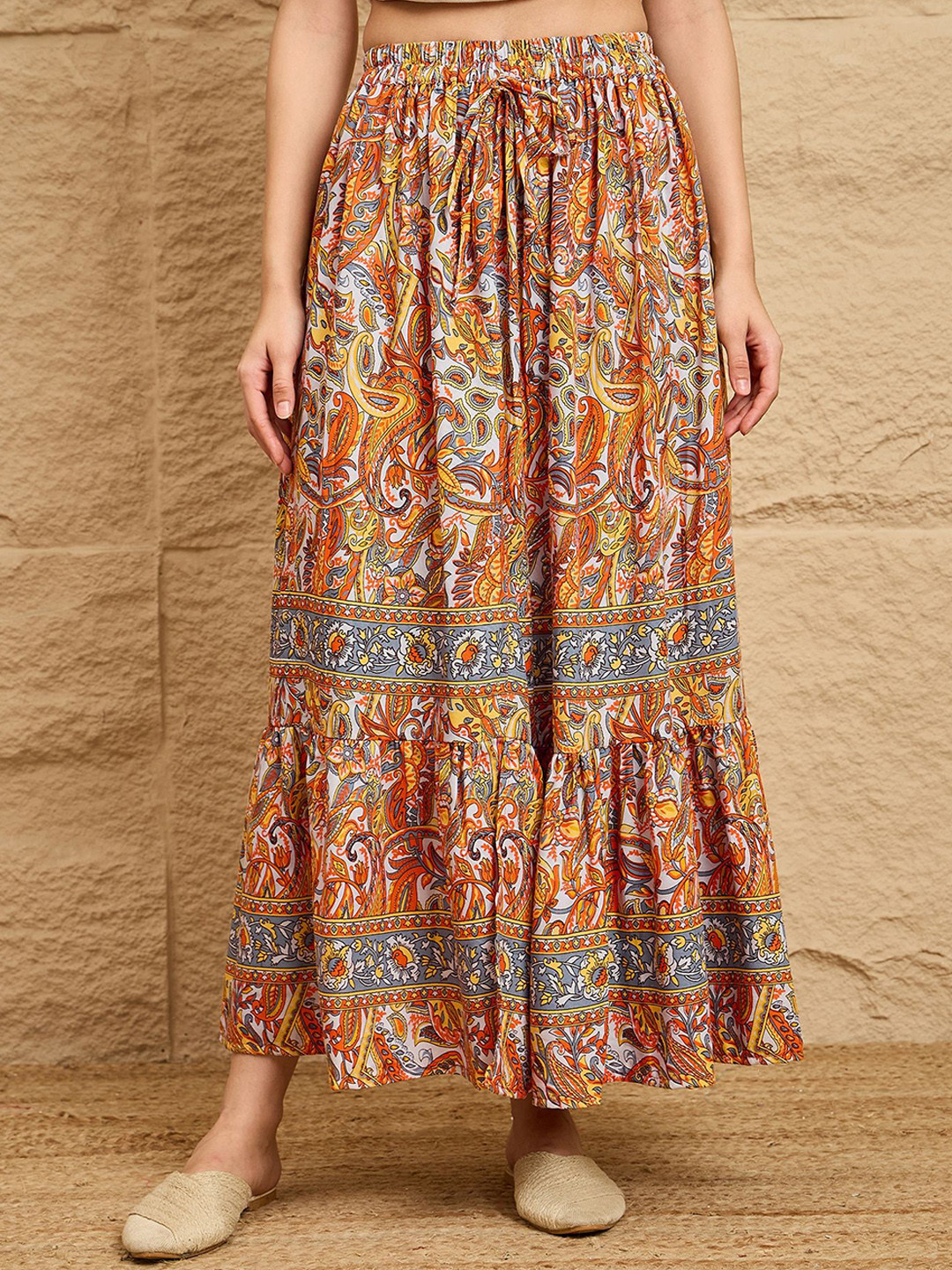 DRAPE AND DAZZLE Women Paisley Printed Flared Mid Rise Flared Skirts