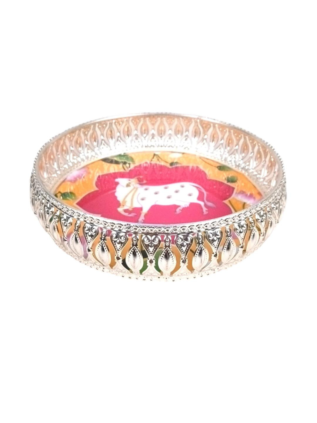 apka mart Metal Handcrafted Decorative Round Tray