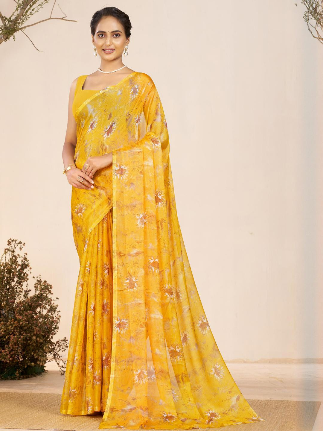 Garden Vareli Nara Floral Printed Chiffon Saree