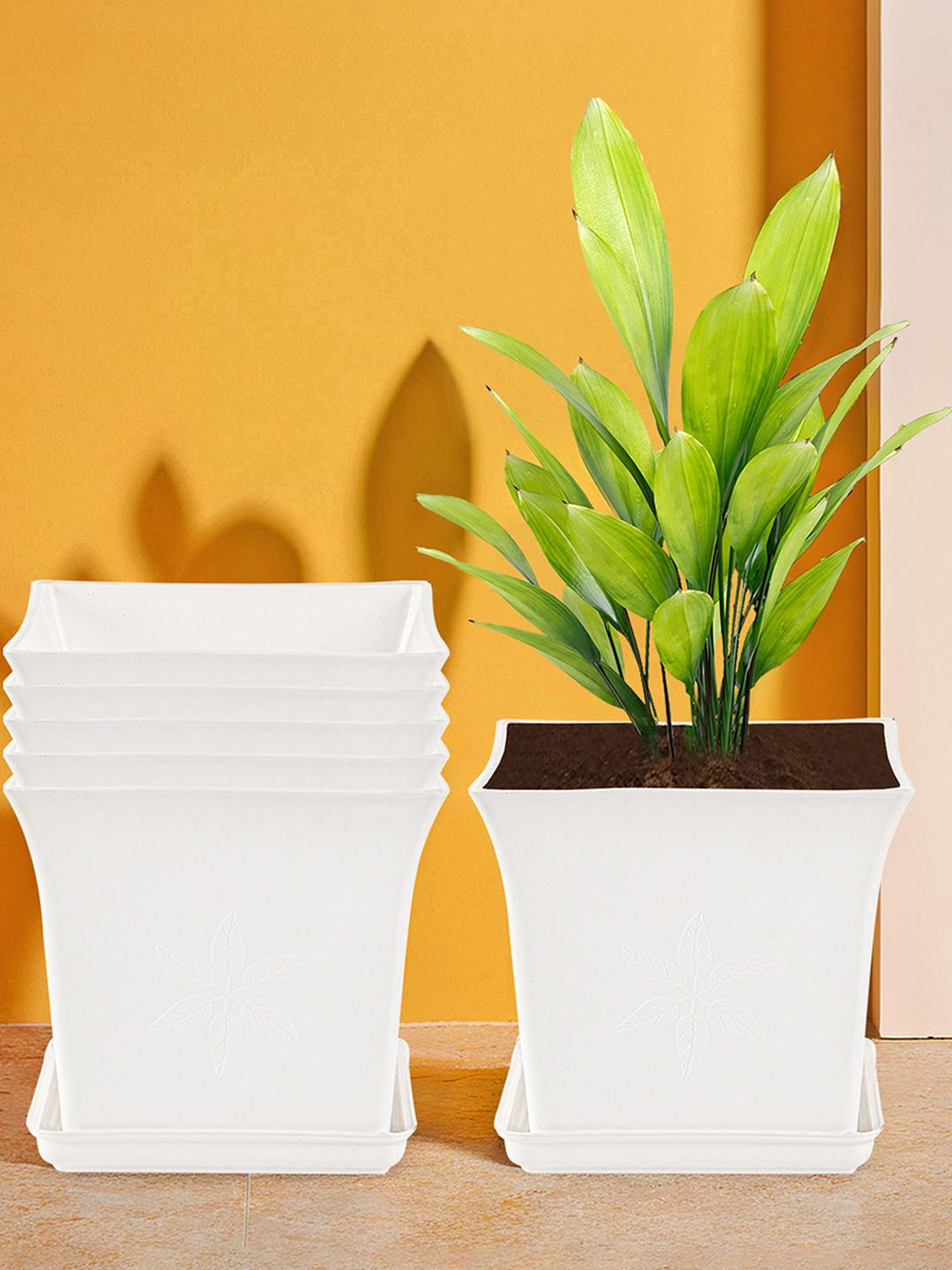 Myntra Elegant Homes Pack of 6 Premium Flower Pots for Garden with Bottom Plates