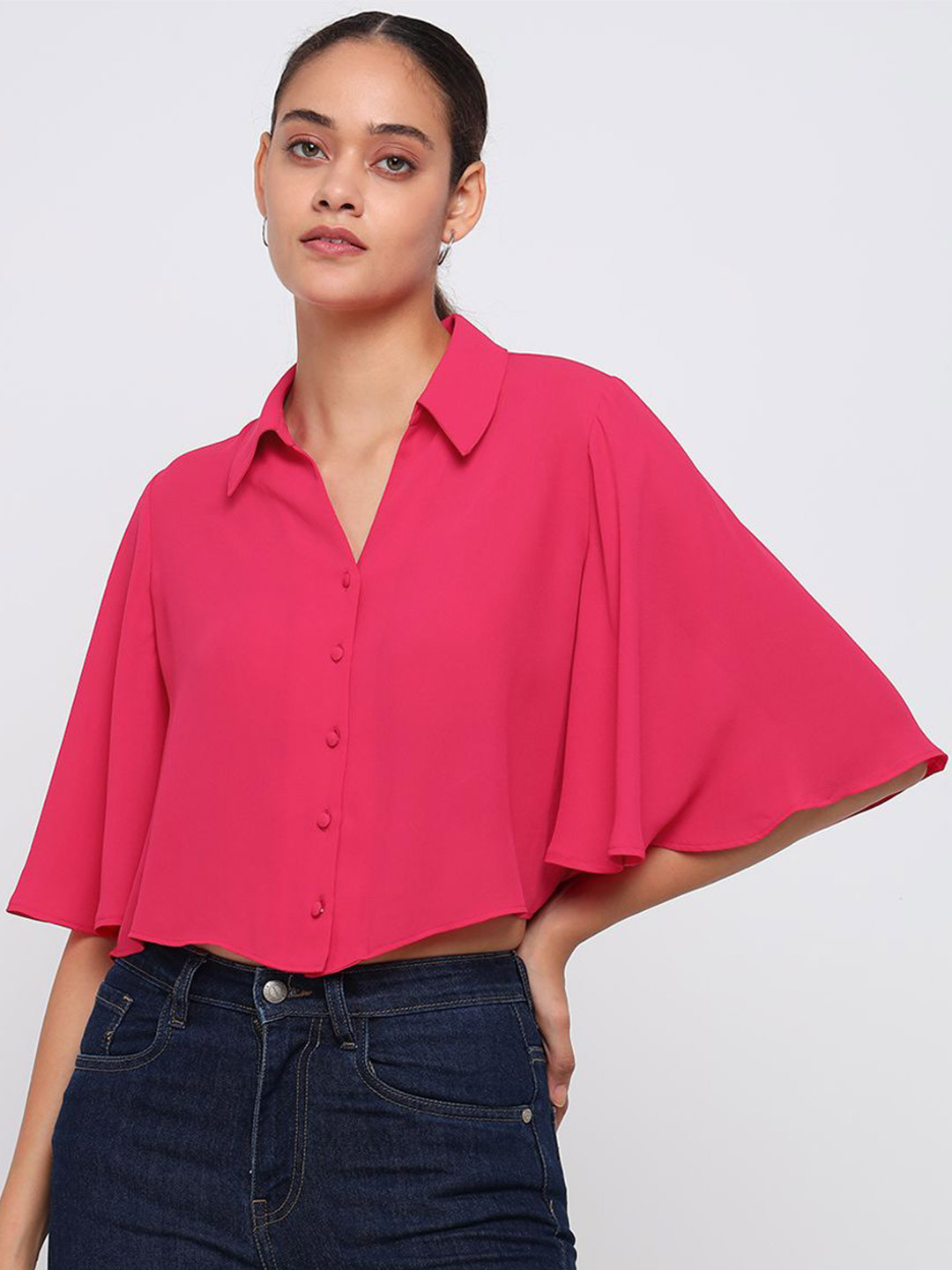 COVER STORY Spread Collar Extended Sleeves Shirt