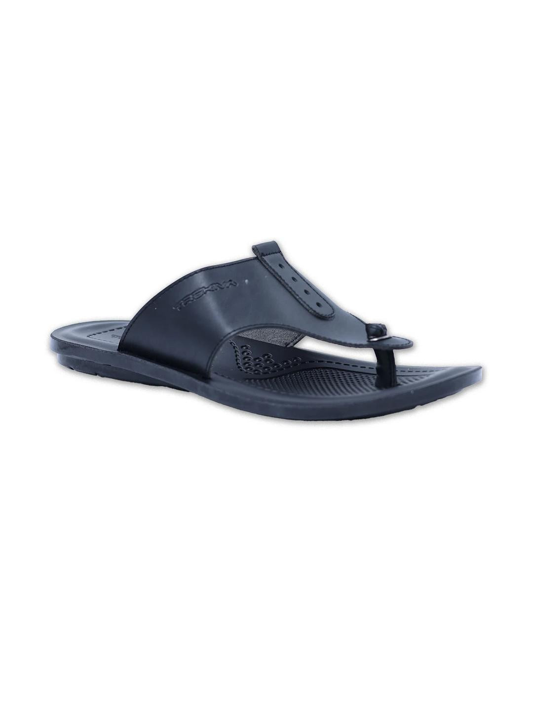 Trekiva Men Black PU Room Slippers