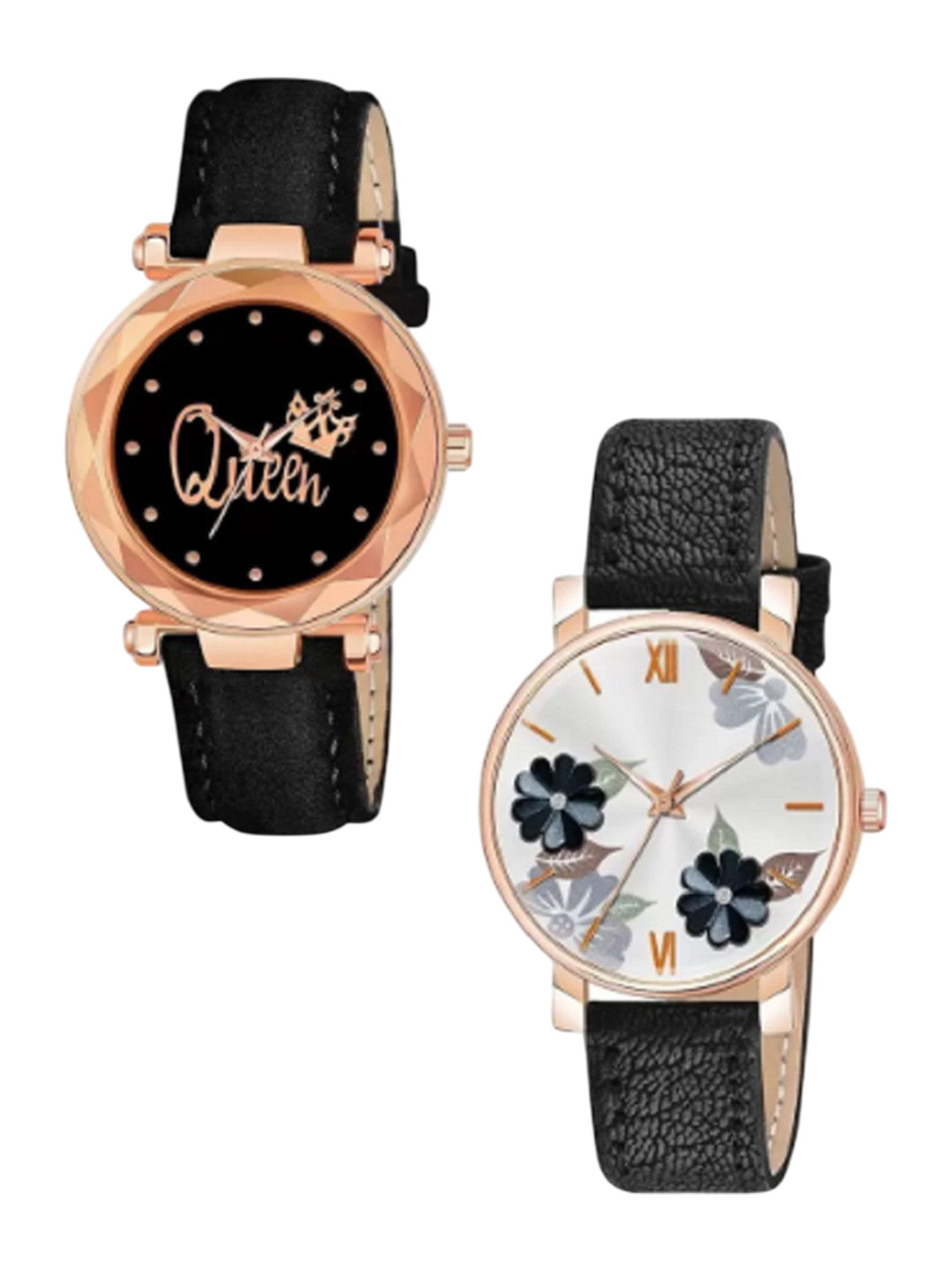 Miss Perfect Women Pack of 2 Dial & Leather Straps Analogue Watch LJ220