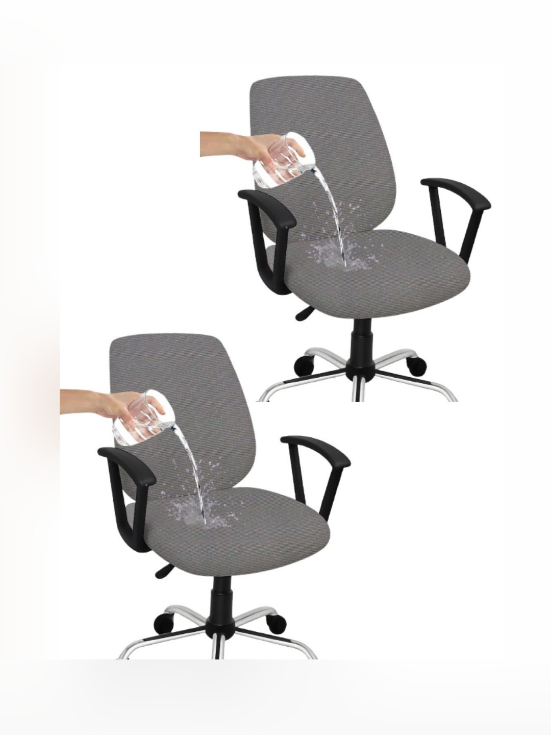 Lazi Set Of 2 Grey Water Resistant 220 GSM Stretchable Dry Fit Chair Covers