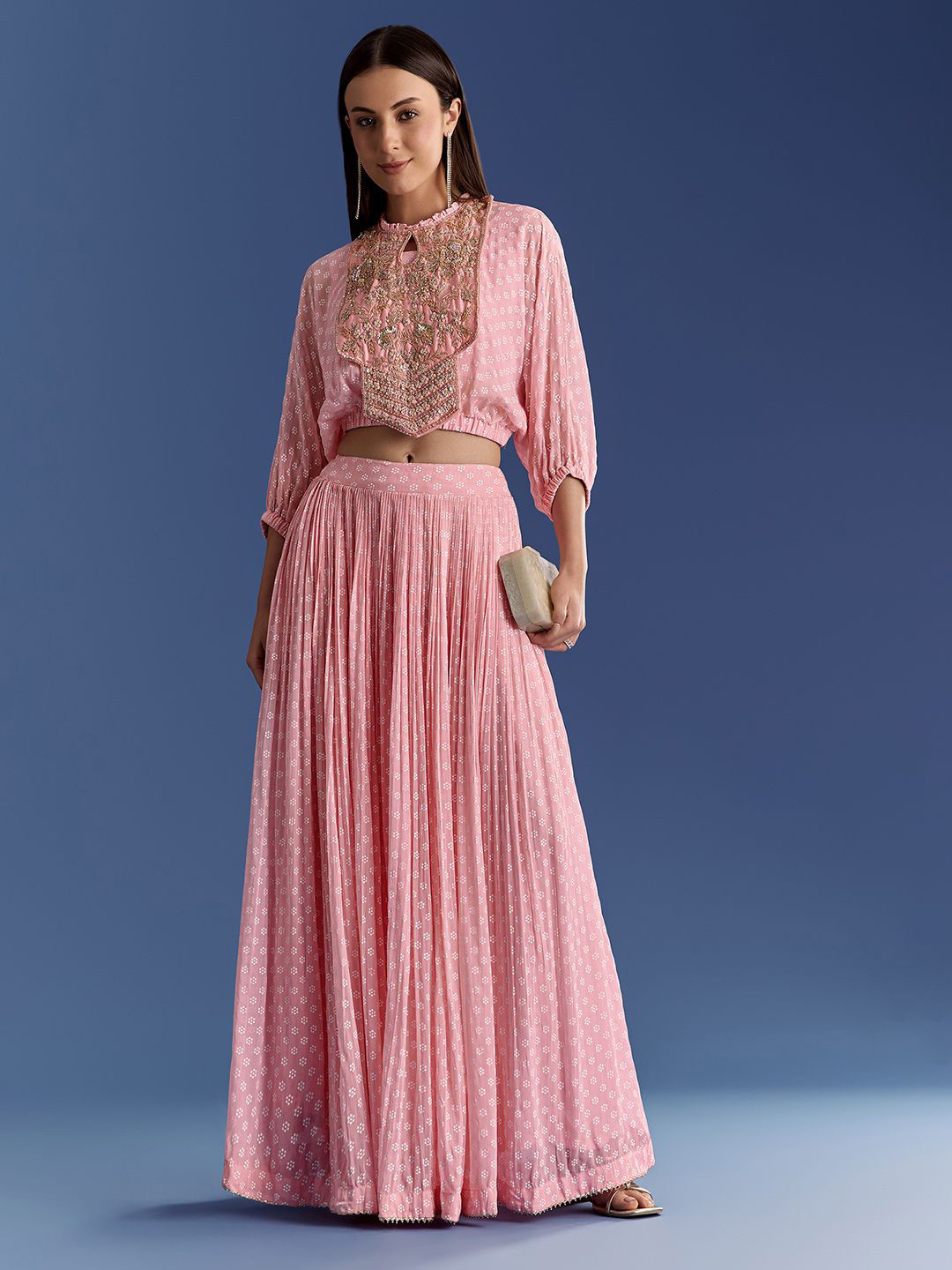 KALKI Fashion Floral  Embroidered Beads and Stones Ready to Wear Lehenga & Choli