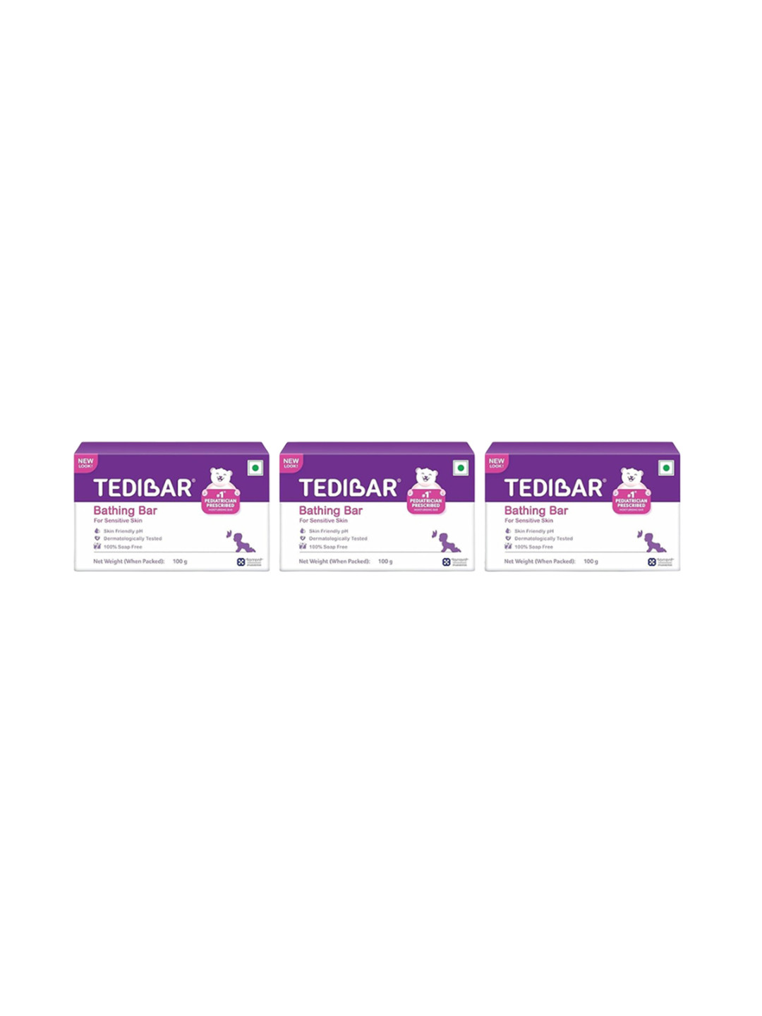 Tedibar Set Of 3 Moisturizing Baby Bathing Bar - 100 g Each