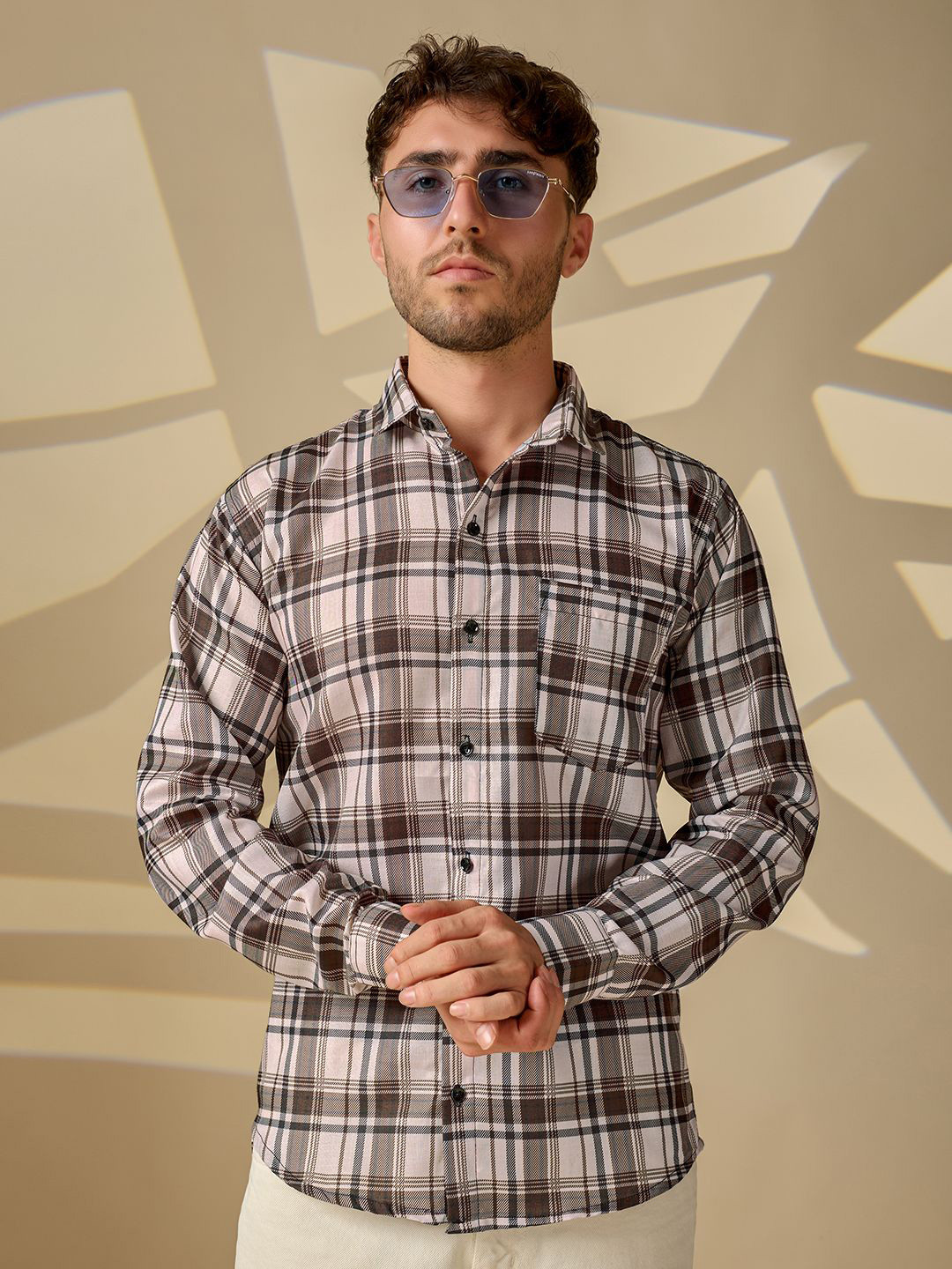 REFINEDLOOK Men Classic Fit Tartan Checked Spread Collar Casual Shirt