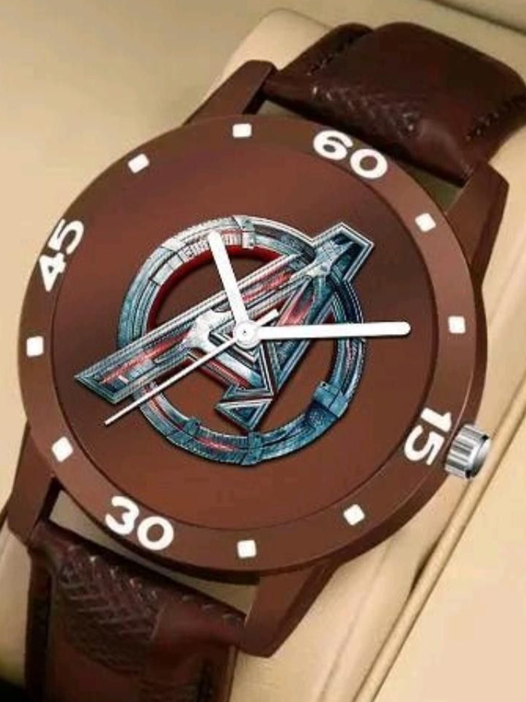 Miss Perfect Men Patterned Dial & Leather Textured Straps Analogue Watch NPSF150
