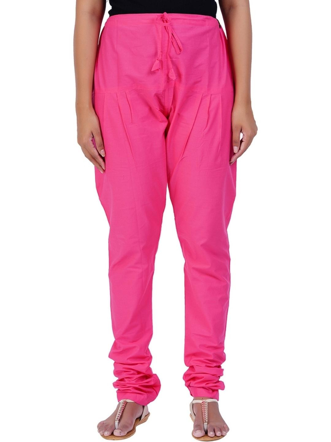 Happy Bunny Women Pink High Rise Straight Fit Gathered Drawstring Cotton Salwar