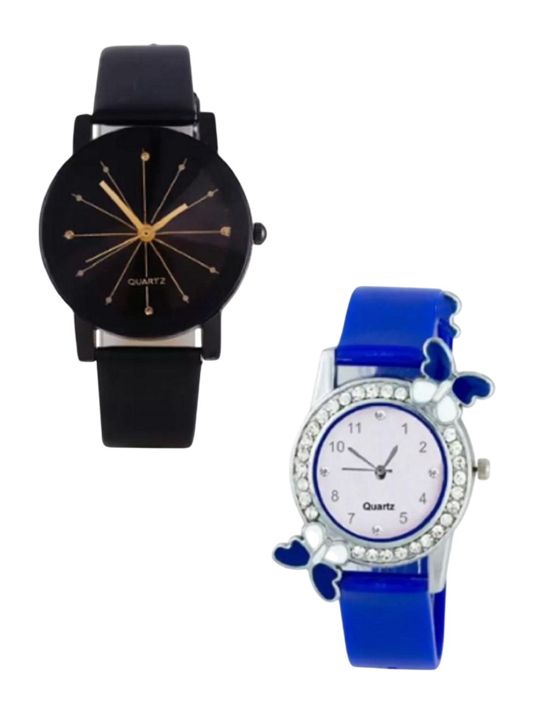 Miss Perfect Women Pack of 2 Embellished Dial & Leather Straps Analogue Watches AC12