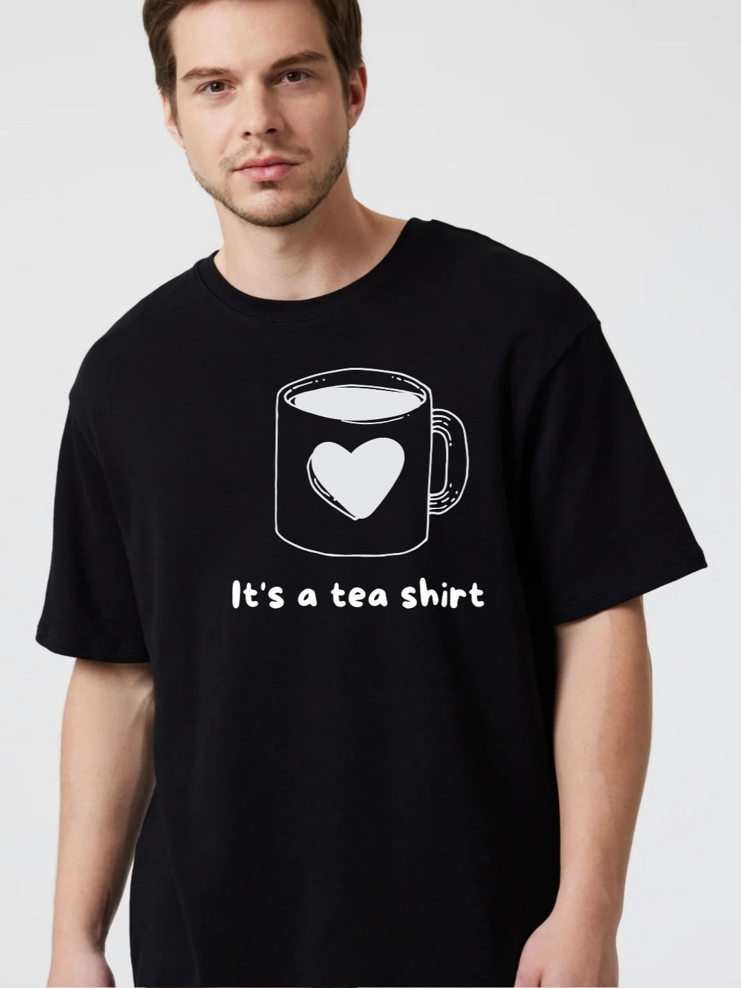 Men's Black & White Typography Round Neck T-shirt