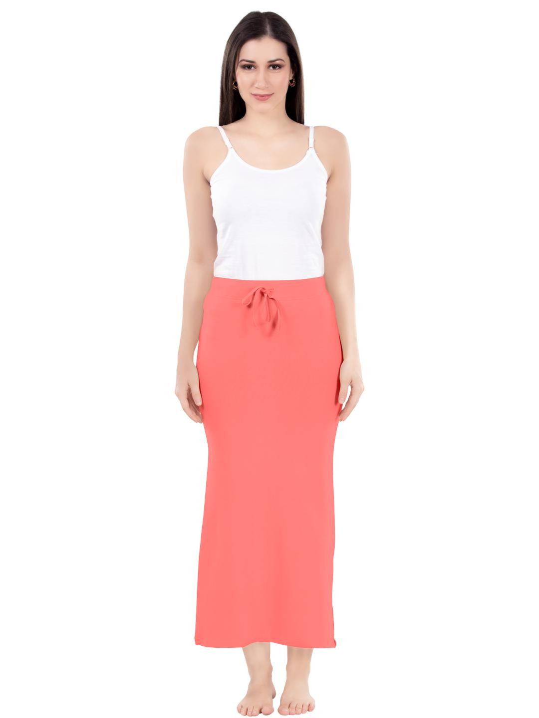 DIGSEL COOL COTTON Women Peach Cotton Saree Shapewear with Drawstring