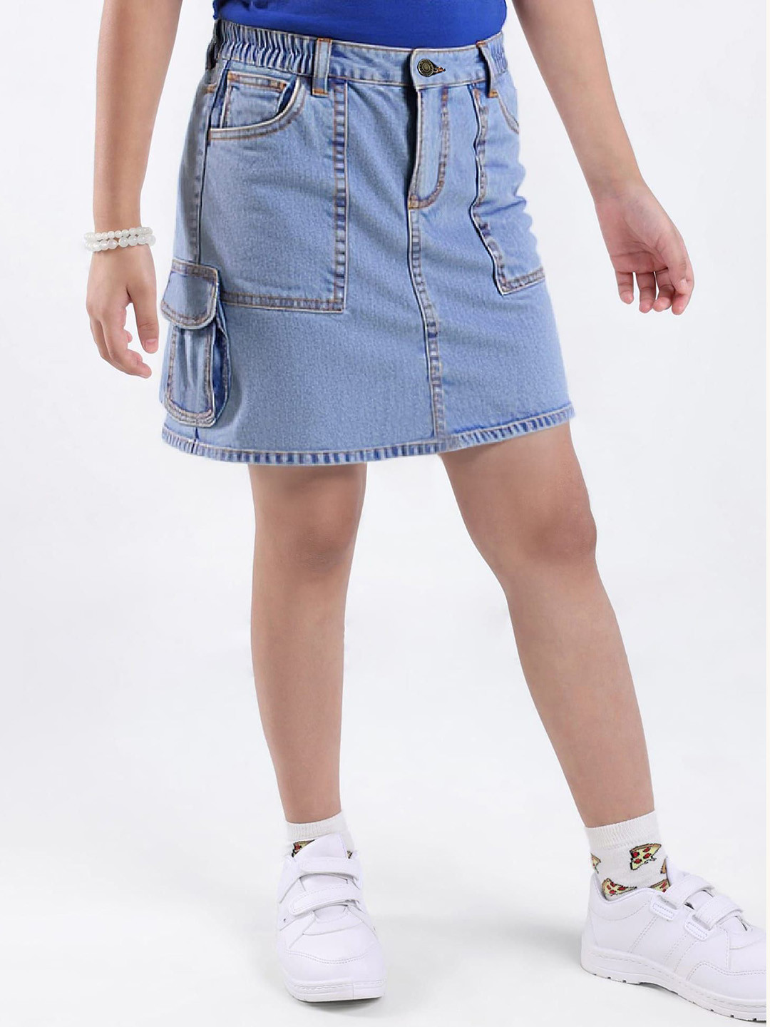 ARIAS By LARA DUTTA Girls Denim A-Line Maxi Skirt With Cargo Pockets