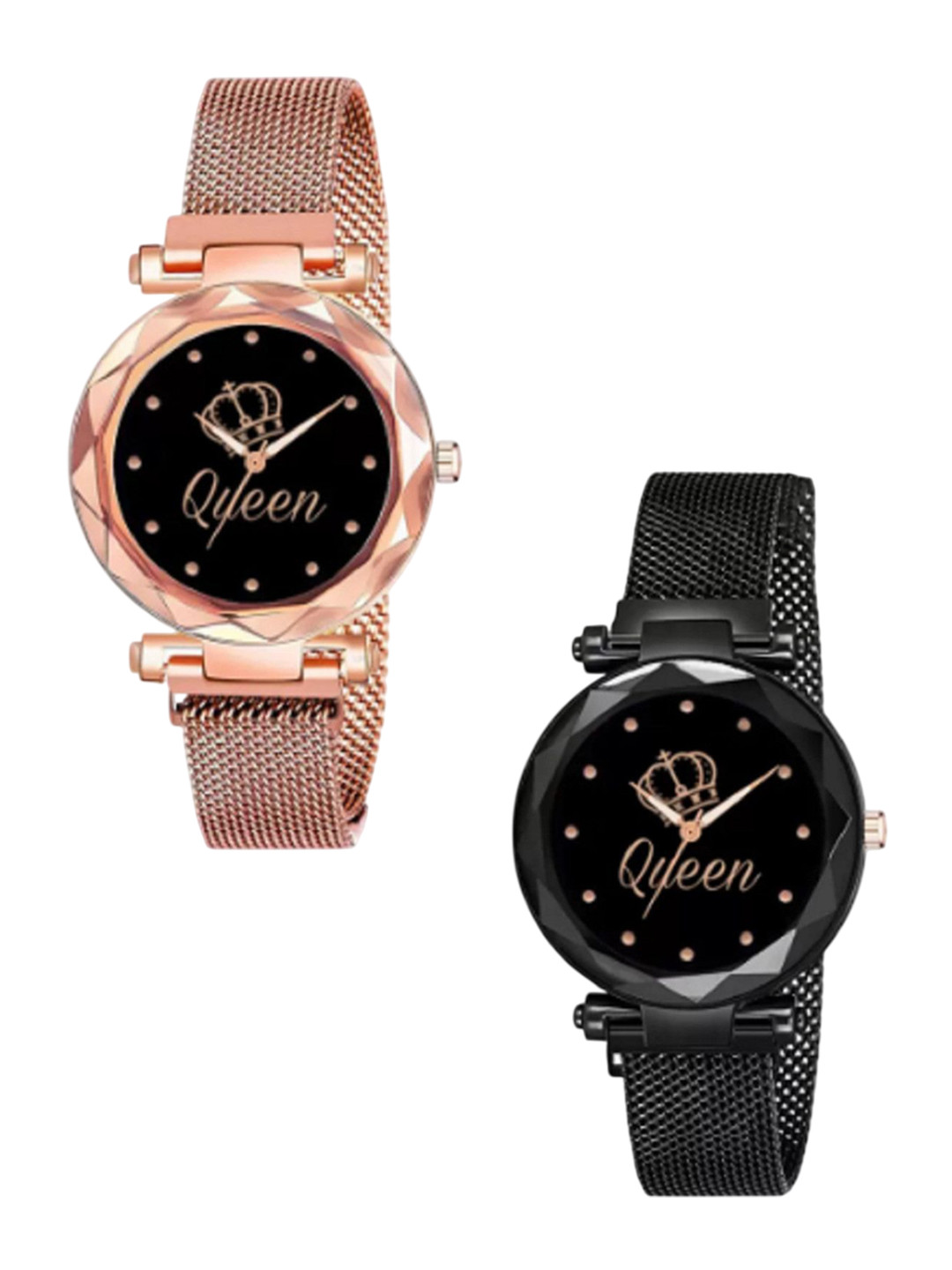 Miss Perfect Women Set of 2 Embellished Dial & Bracelet Style Straps Analogue Watch LJ170