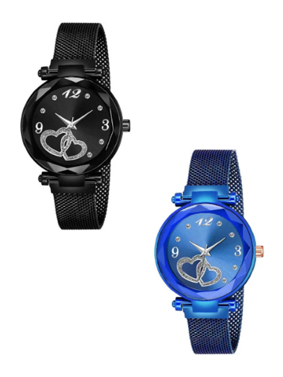 Miss Perfect Women Pack Of 2 Embellished Dial & Straps Analogue Watches DF184