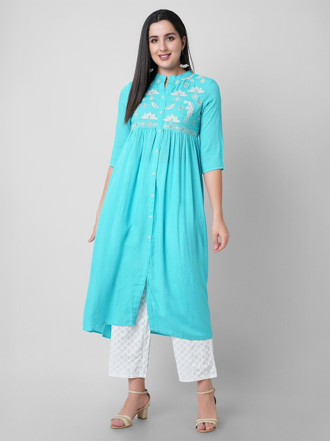 PALSIYA PRESENTS Women Ethnic Motifs Embroidered Thread Work Empire Anarkali Kurta