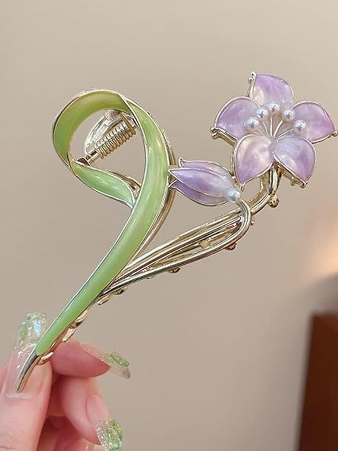 Beauty Flow Women Purple Lilly Claw Clip
