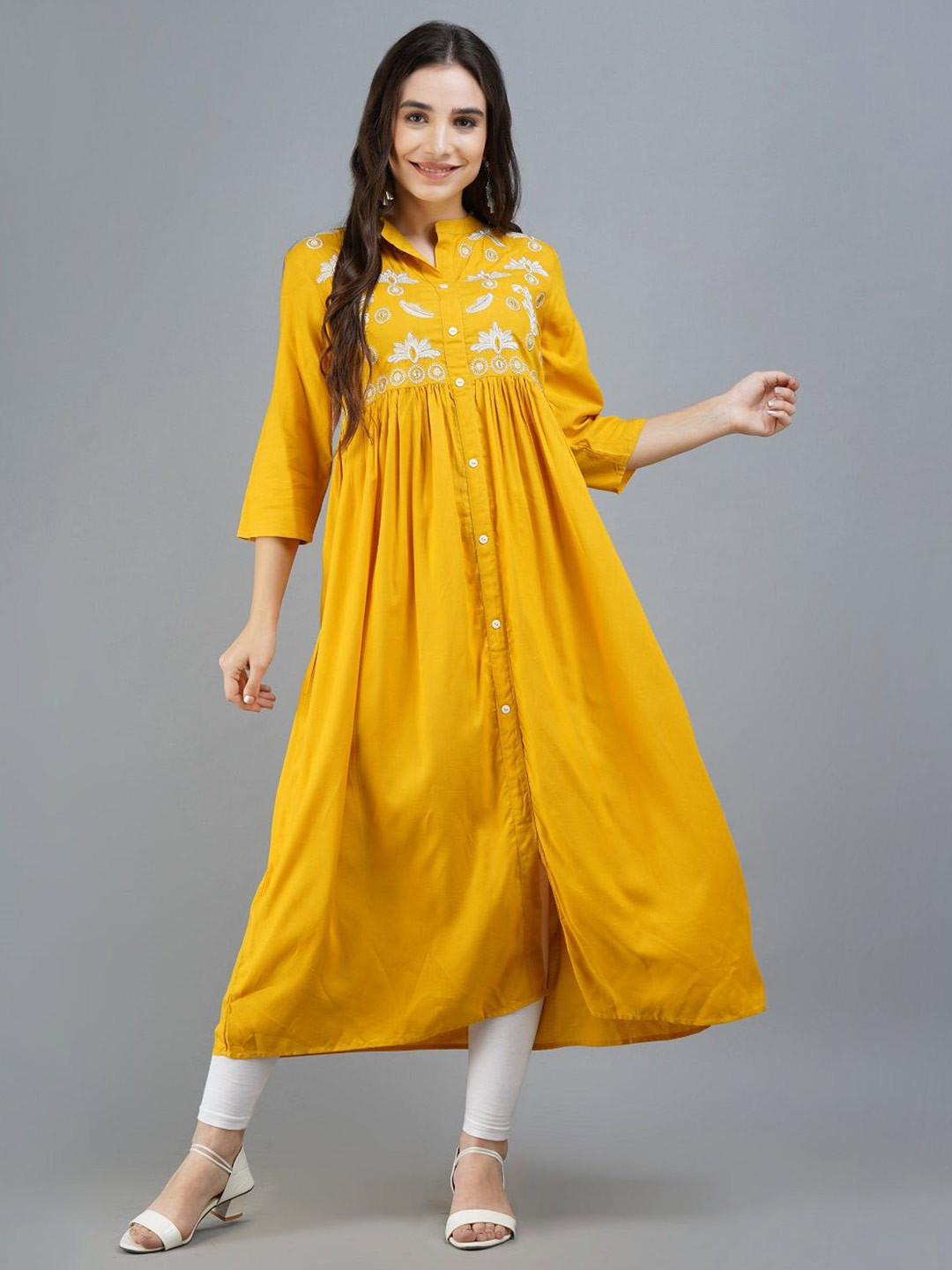 PALSIYA PRESENTS Women Floral Embroidered Festive A-Line Kurta