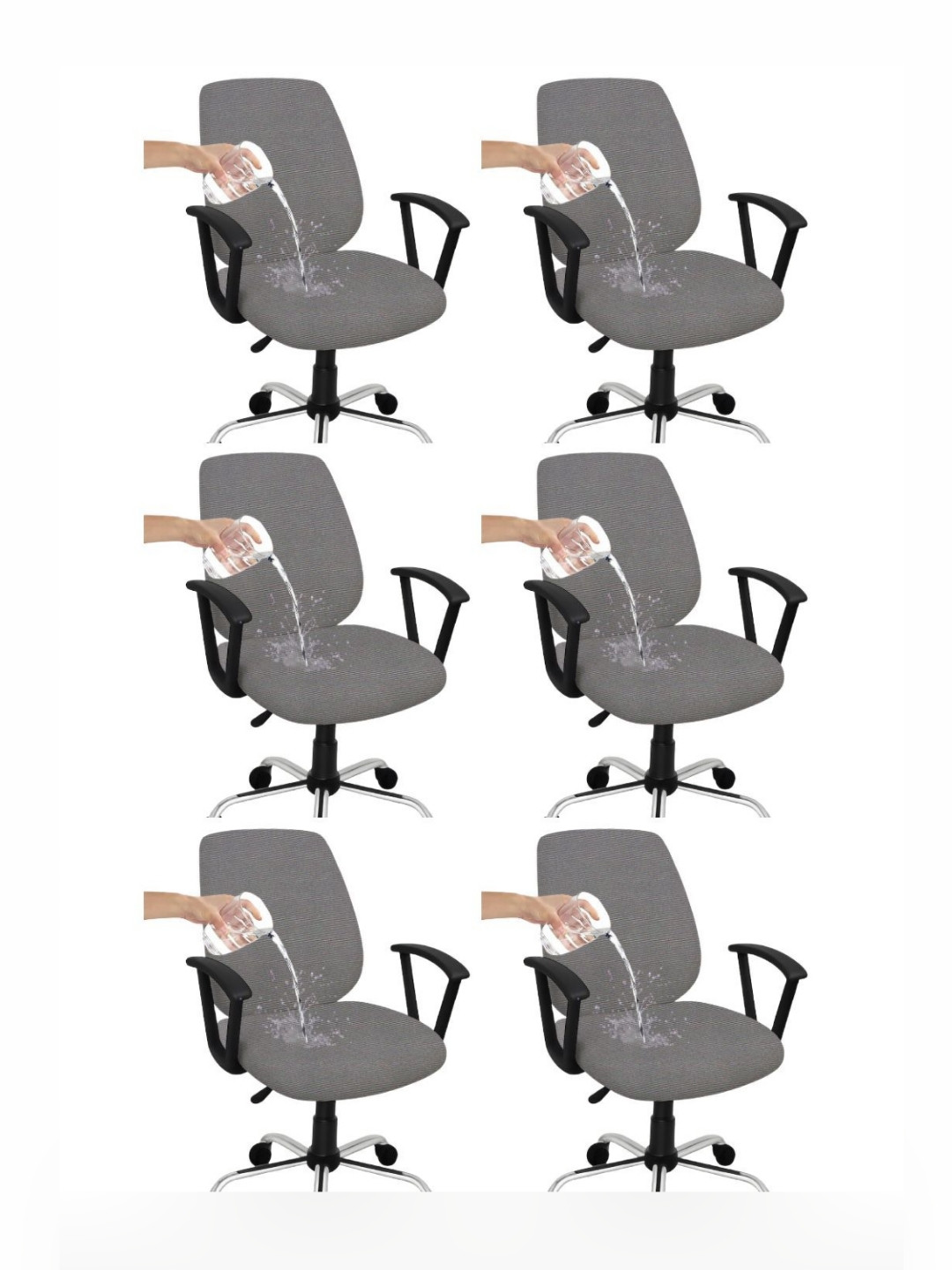 Lazi 6 Piece Light Grey Dry-Fit  Water-Resistant 220 GSM Stretchable Chair Cover