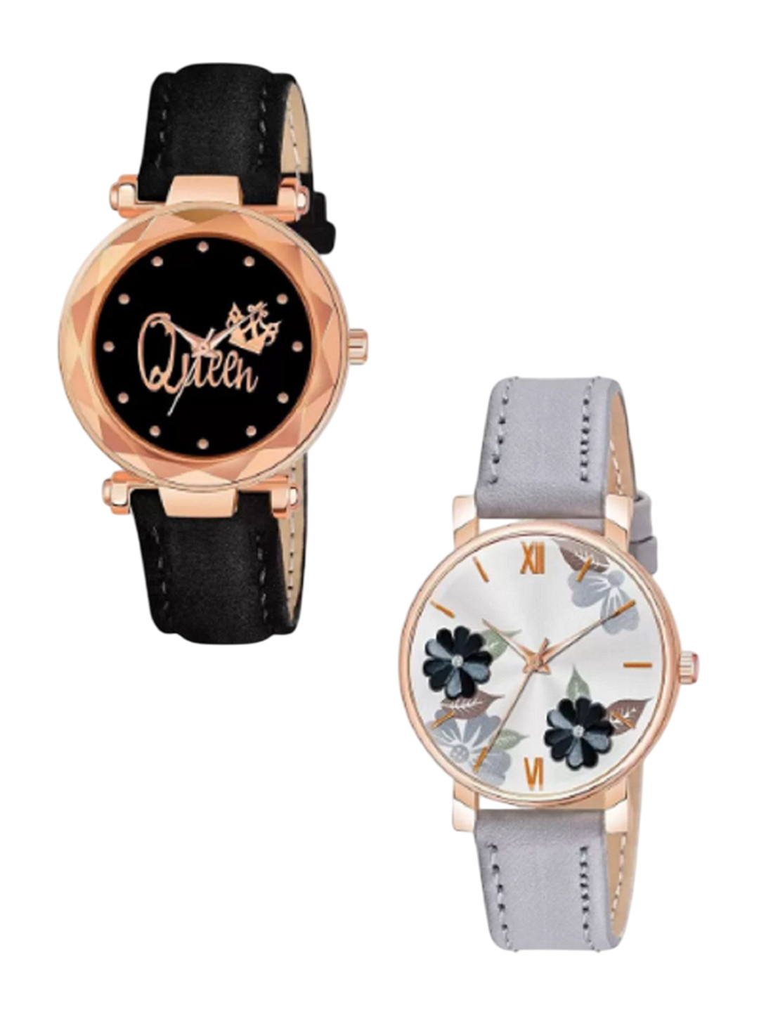 Miss Perfect Women Set Of 2 Printed Dial & Leather Straps Analogue Watch LJ222