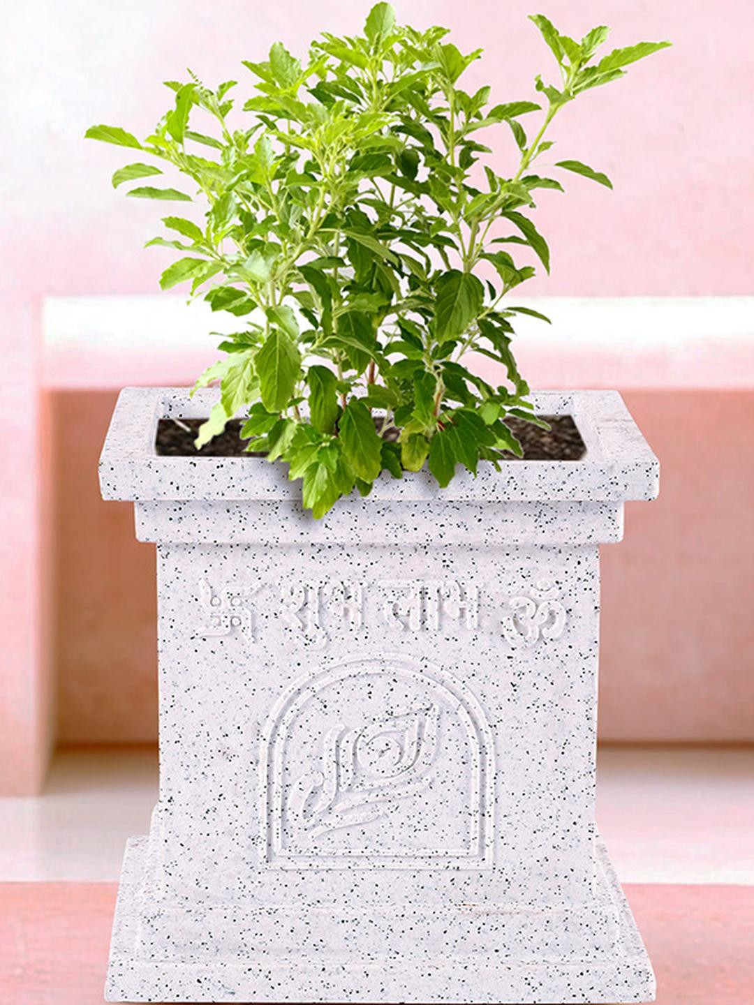 Myntra Elegant Homes 12 Inch Marble Design Plastic Tulsi Pot