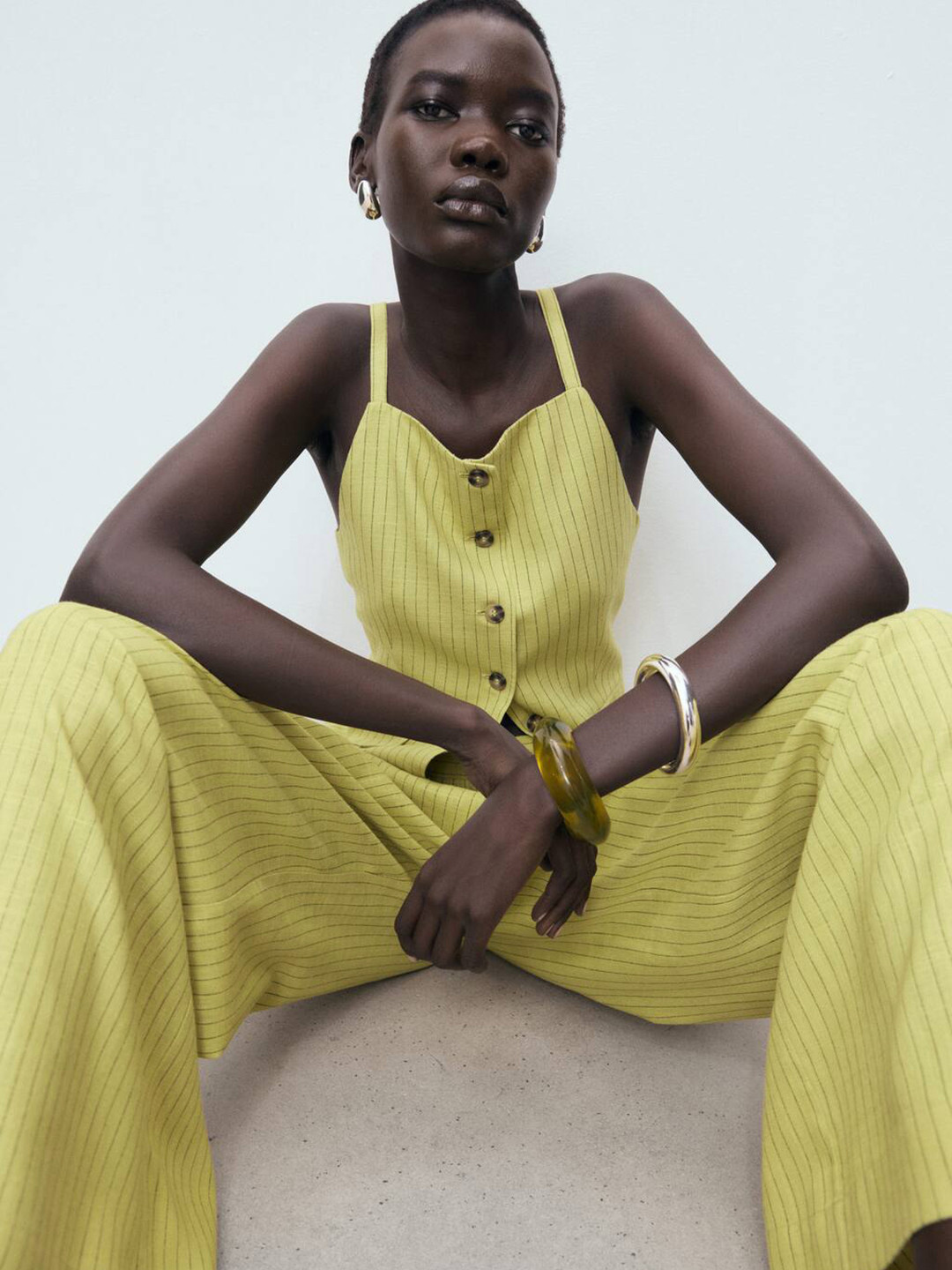 MANGO Belted Striped Vest Top