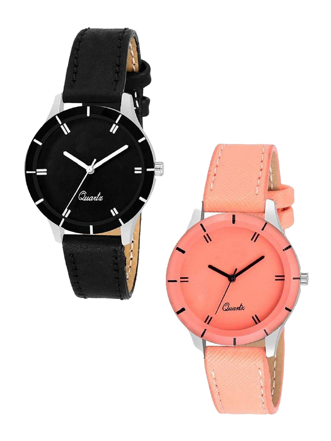 Miss Perfect Unisex Pack Of 2 Dial & Leather Straps Analogue Watches aa75