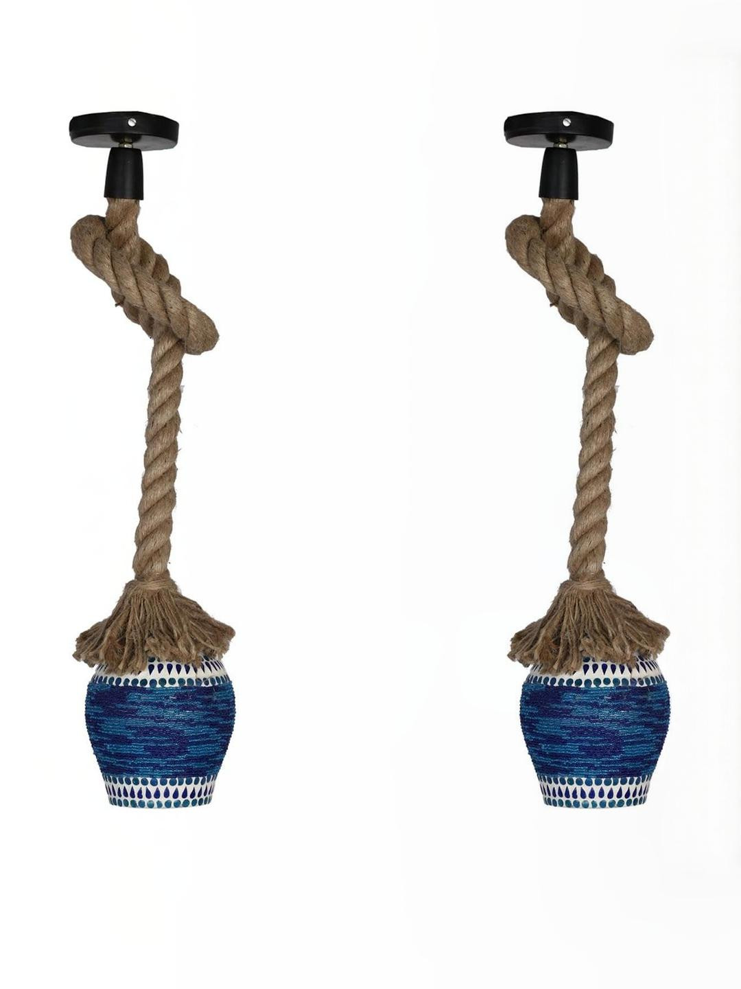 SOMIL Blue Glass Cylinder Ceiling Lamps