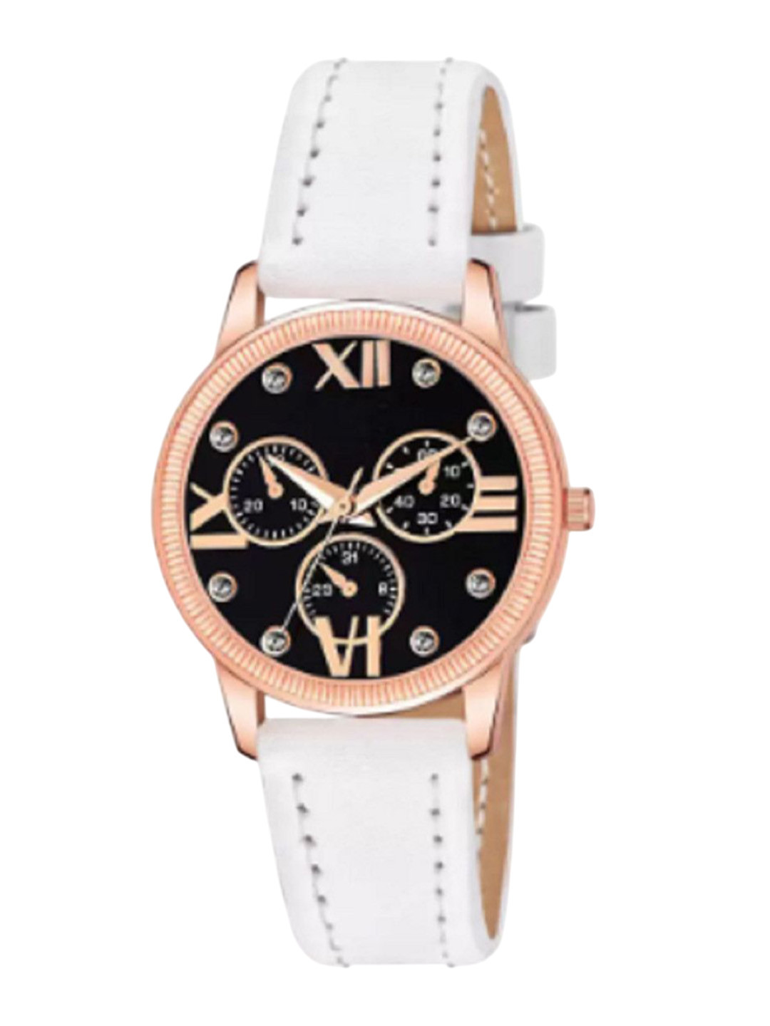 Miss Perfect Women Embellished Dial & Leather Textured Straps Analogue Watch HJ47