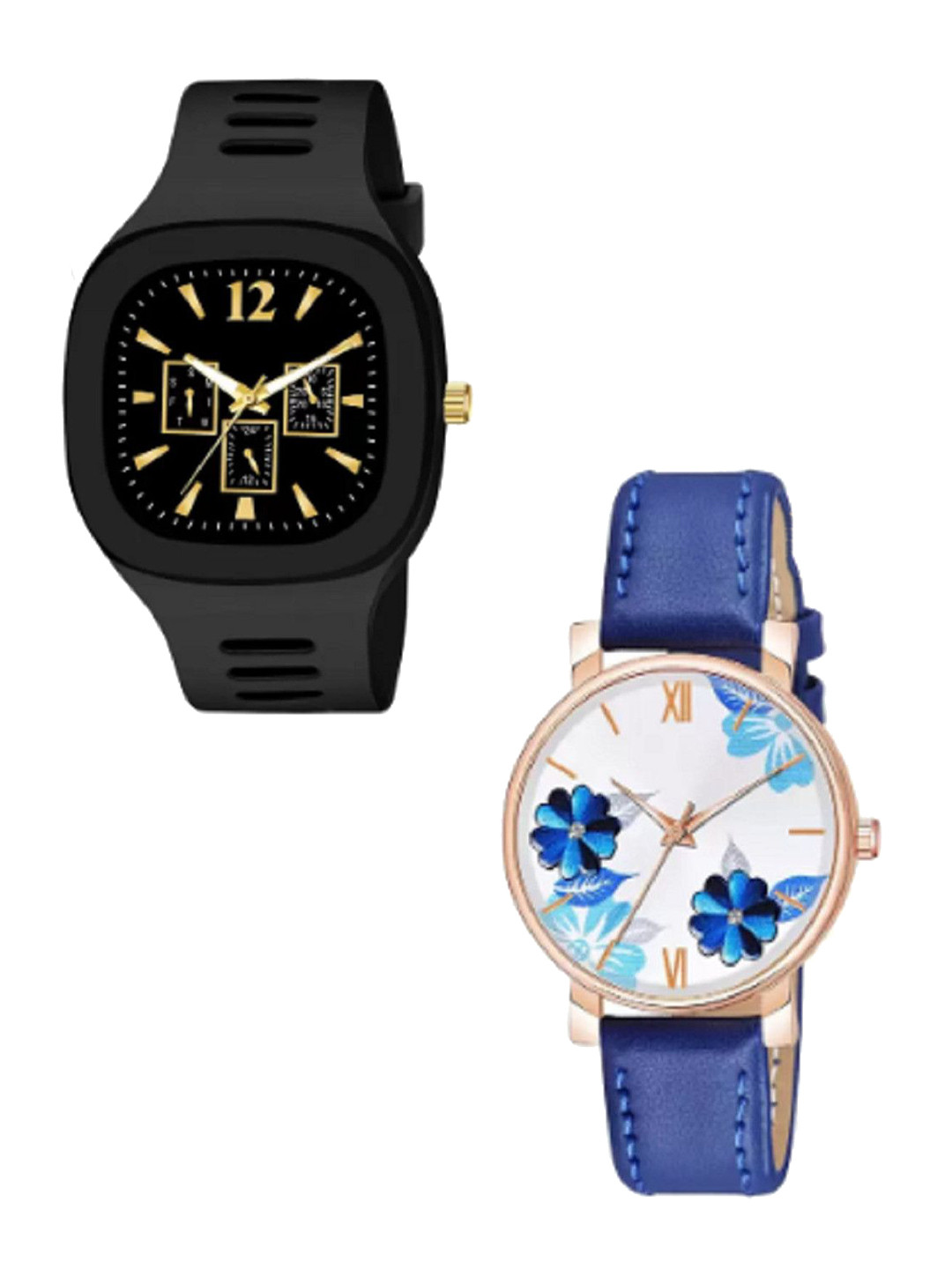 Miss Perfect Unisex Set Of 2 Printed Dial & Leather Straps Analogue Watch LJ277