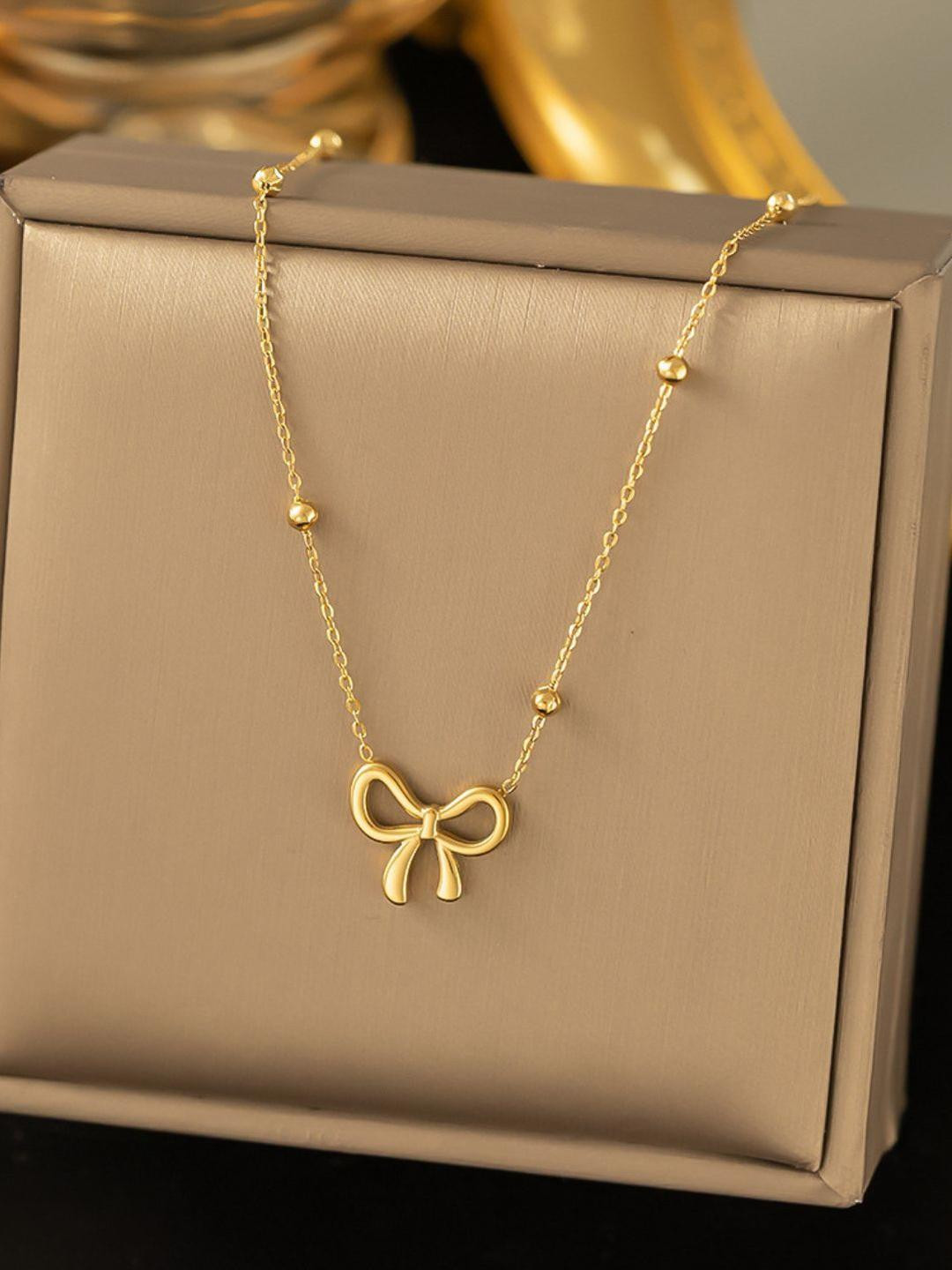 SZN Gold-Plated Mini Bow Charm Necklace