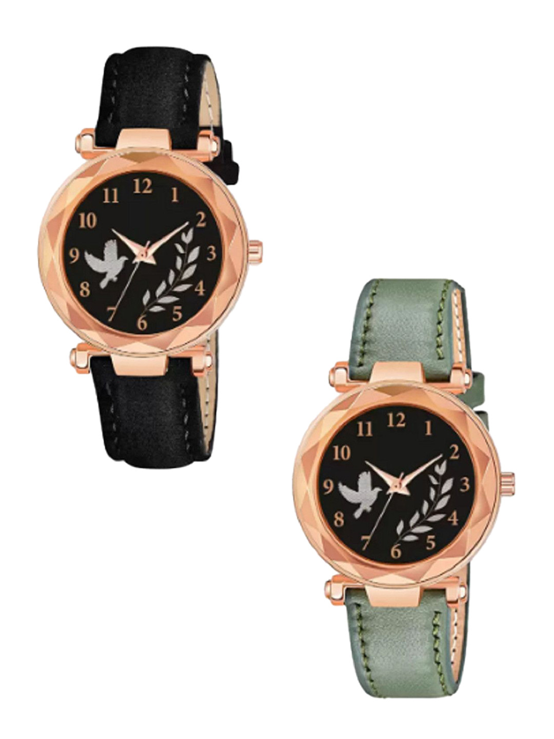 Miss Perfect Women Set of 2 Round Dial & Regular Straps Analogue Watch QE173