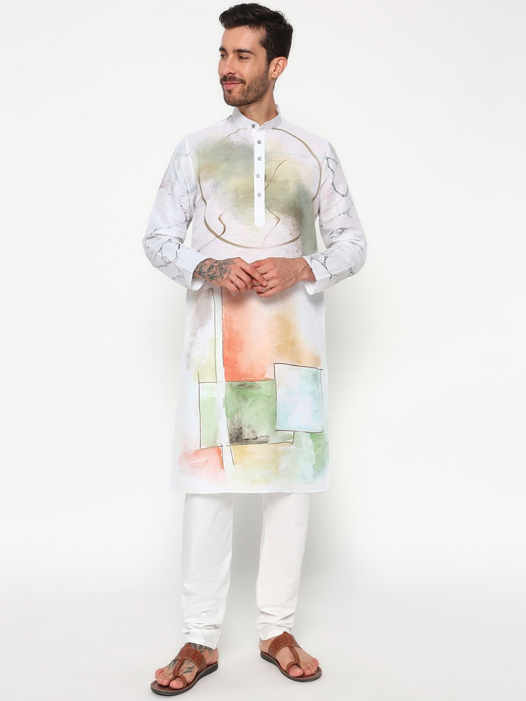 BETTINO Men Abstract Printed Kurta with Pyjamas