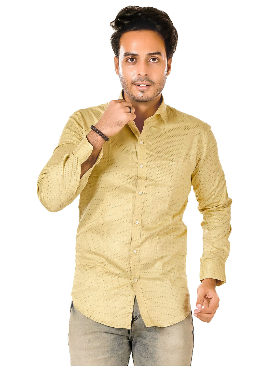 LUXURY BY LAMIS Men Standard Slim Fit Micro Ditsy Printed Spread Collar Casual Shirt