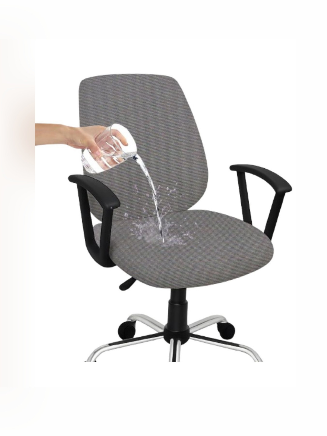 Lazi 220GSM Grey Stretchable & Water Resistant Dry Fit Chair Cover